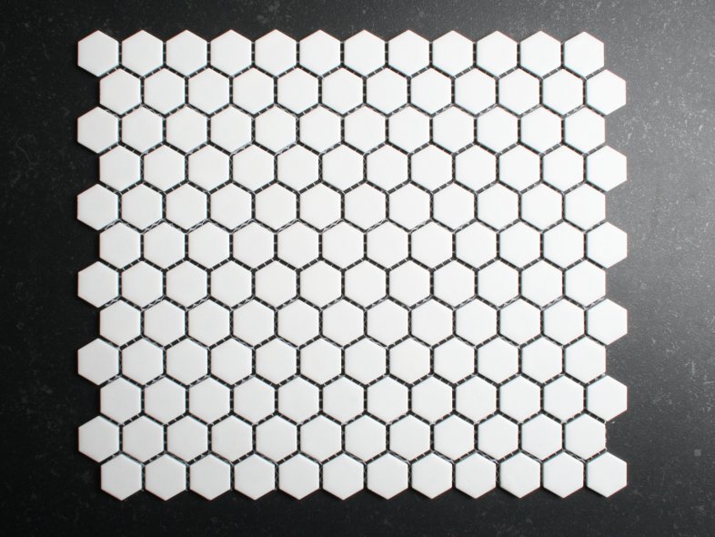 Hexagonal Mosaik Matt weiß 22 mm